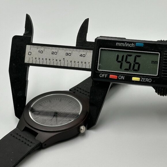 3 for $30 Minimalist Watch Men Brown Wood Case Black Leather Band 45MM - Picture 11 of 14